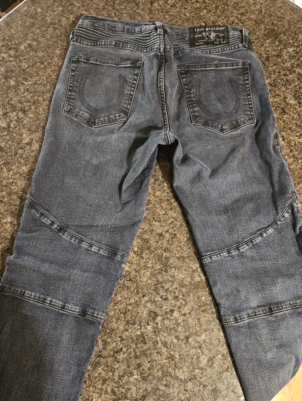 True Religion Women's Dark Blue Skinny Moto Jeans Size 31